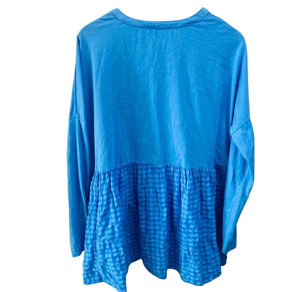 Anthropologie Pilcro Babydoll Blouse Top Sz S Blue Gingham Oversized Beachy Boho - Picture 4 of 7